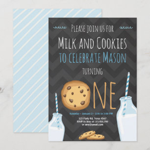 Mjölk och Cookies första födelsedagsbjudande pojke Inbjudningar