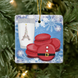 Mjölk och Cookies Fransk Macarons Eiffel Torn Julgransprydnad Keramik