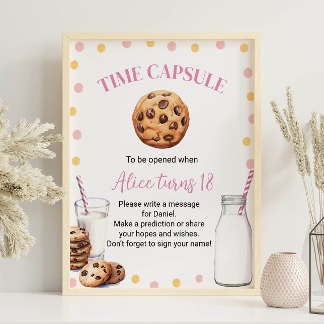 Mjölk och Cookies Girl Birthday Time Capsule Sign Poster (Skapare uppladdad)