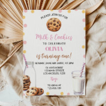Mjölk och Cookies Girl First Birthday-inbjudan