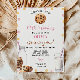 Mjölk och Cookies Girl First Birthday-inbjudan Inbjudningar