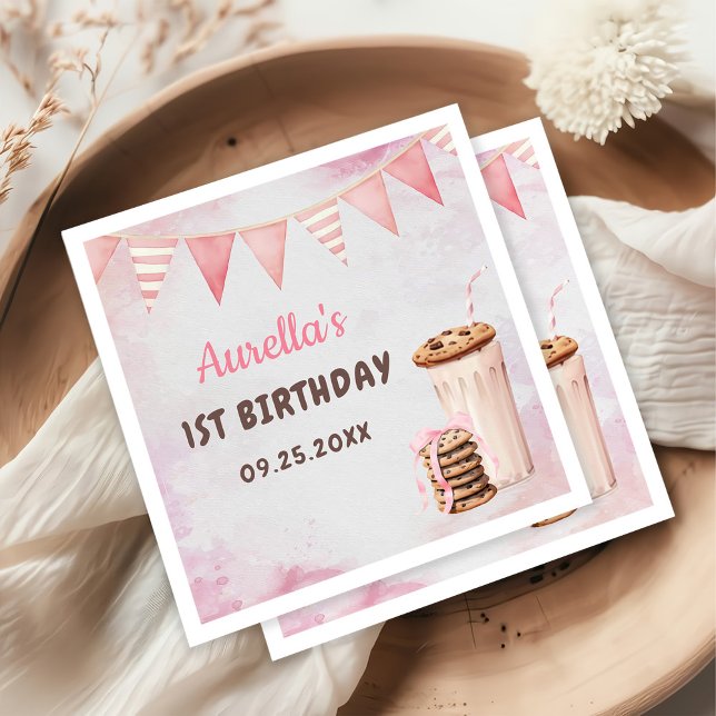 Mjölk och Cookies Girl First Födelsedagsfest Pappersservett (Skapare uppladdad)