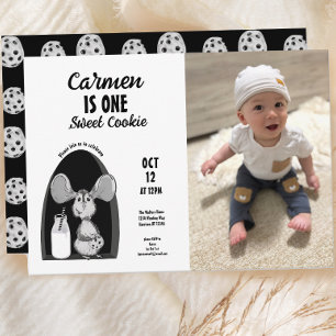 Mjölk och Cookies Mouse Sweet First Birthday Photo Inbjudningar