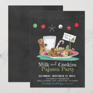 Mjölk och Cookies Pajama Party Inbjudningar