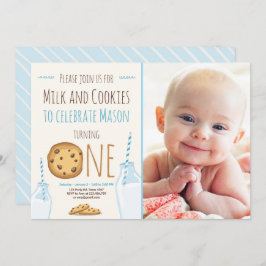 Mjölk och Cookies Party inbjudit pojkfödelsedagen Inbjudningar
