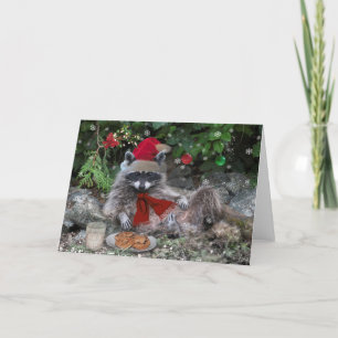 Mjölk och Cookies Raccoon-jul Helgkort