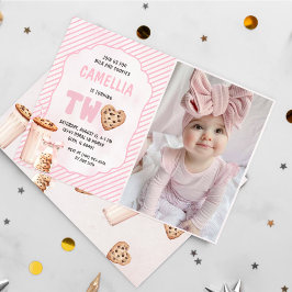Mjölk och Cookies Rosa andra Födelsedagsfesten Pho Inbjudningar
