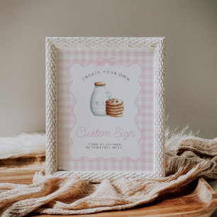 Mjölk och Cookies Rosa Baby Shower Bord-skyltar Poster