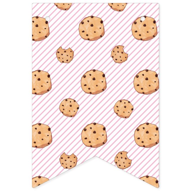 Mjölk och Cookies Rosa Birthday Vimplar (Första flaggan)