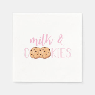 Mjölk och Cookies Rosa Födelsedagsfest Pappersservett