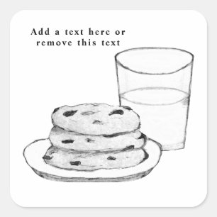 Mjölk och Cookies Sketch Fyrkantigt Klistermärke