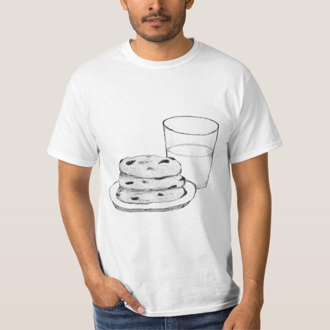 Mjölk och Cookies Sketch T Shirt (Framsida)