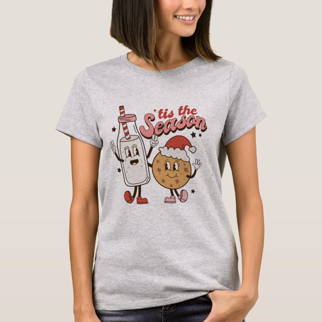 Mjölk och Cookies Tis Season Helgdag T-Shirt (Framsida)