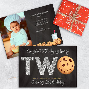 Mjölk och cookies "Two Sweet" 2:a födelsemotoin Inbjudningar