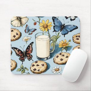 Mjölk och Cookies with Flowers and Butterflies Blu Musmatta