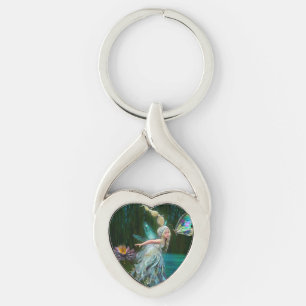 Mjölk och fjäril twisted heart silverfärgad nyckelring