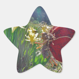 Mjölk och gula blommor stjärnformat klistermärke