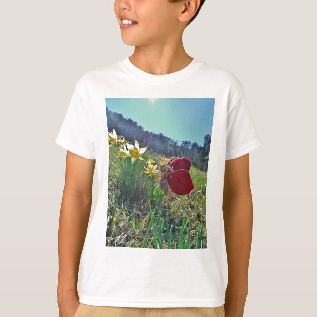 Mjölk och gula blommor tee shirt (Framsida)