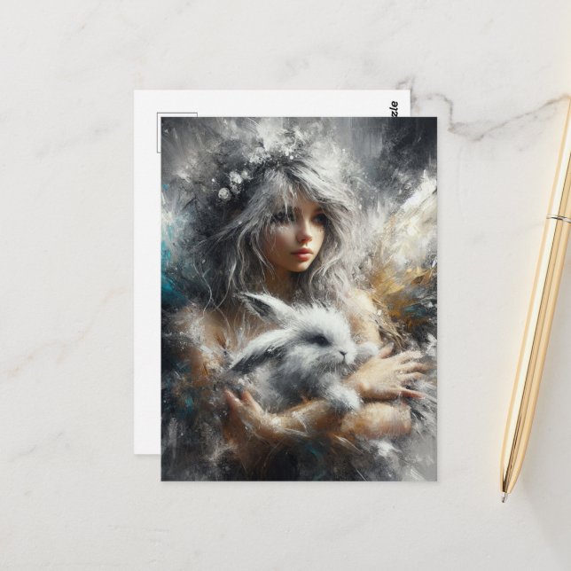 Mjölk och hennes berömvärda kanin vykort (Fram/Back In Situ)