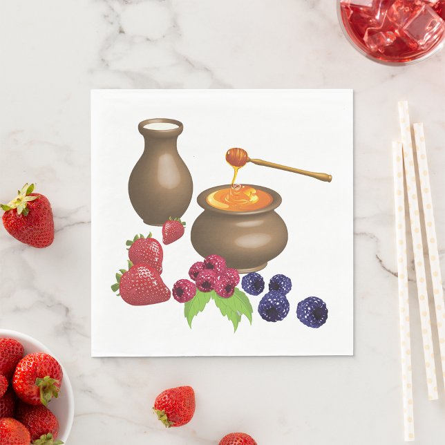 Mjölk och honung med berries Rustic Food Pappersservett (Skapare uppladdad)