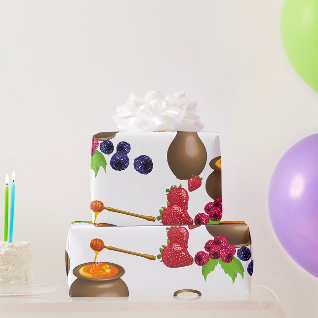 Mjölk och honung med berries Rustic Food Presentpapper (Skapare uppladdad)