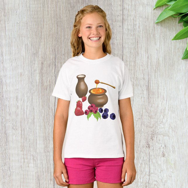 Mjölk och honung med berries Rustic Food T Shirt (Skapare uppladdad)