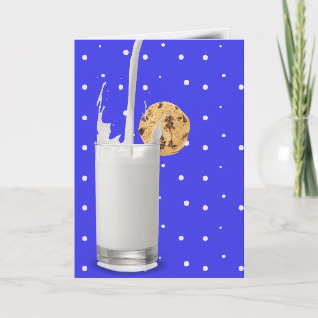 mjölk och kaka på polka dots kort (Framsida)