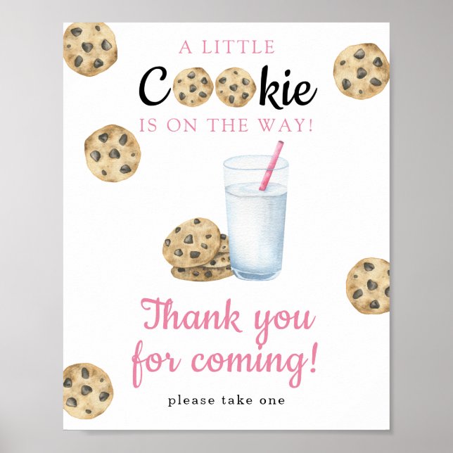 Mjölk och kakor baby shower - Tack  Poster (Framsidan)
