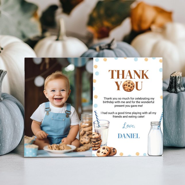 Mjölk och kakor födelsedagsfoto tackkort tack kort (Skapare uppladdad)