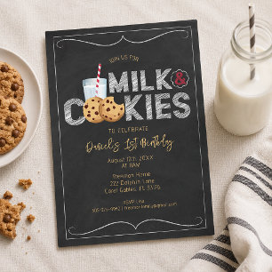 Mjölk och kakor födelsedagsinbjudan – Söt Cooki Inbjudningar