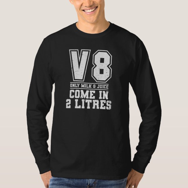 Mjölk och Kom 2 liter V8-motor T Shirt (Framsida)