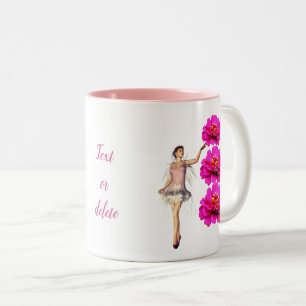 Mjölk- och Rosa Zinnia-blomma Personlig Två-Tonad Mugg