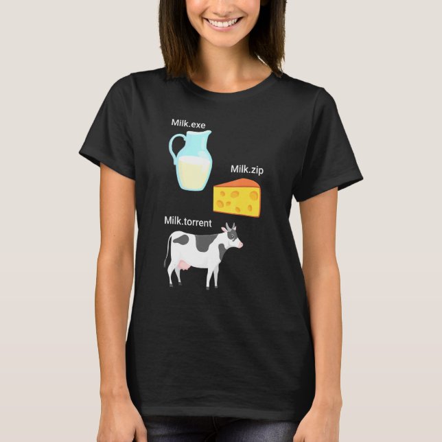 Mjölk Ost Ko Dator Nörd nörd programmerare T Shirt (Framsida)