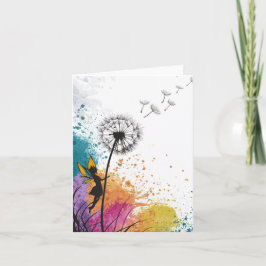 Mjölk som skakar ett dandelionblankkort helgkort