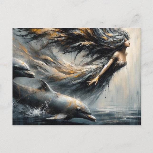 Mjölk som spelas upp med delfiner vykort (Framsida)