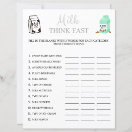 Mjölk Tänka - snabbspel