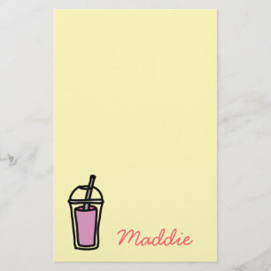 Mjölk te Bubble Tea tonåring flickans rosa Brevpapper