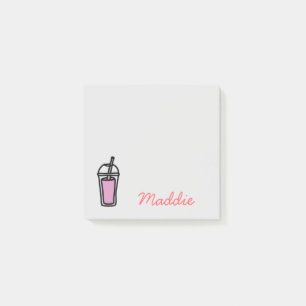 Mjölk te Bubble Tea tonåring flickans rosa Post-it Block