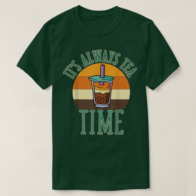 Mjölk te time black tapioca drink bubble tea cafe t shirt (Design framsida)