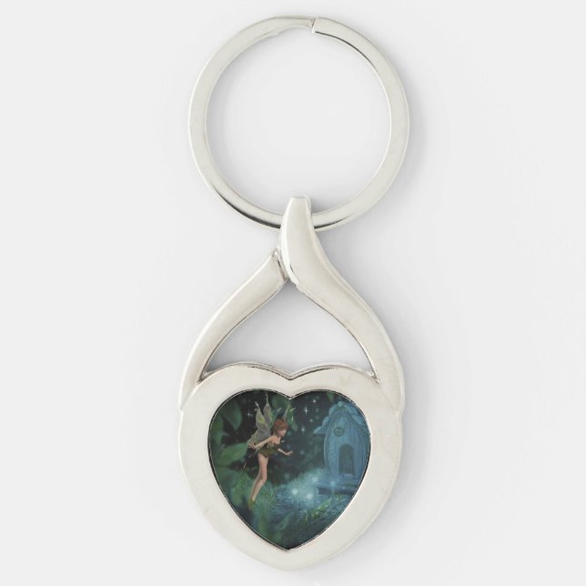 Mjölk Twisted Heart Silverfärgad Nyckelring (Framsidan)