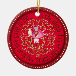 MJÖLKA FÖR ÅTTA MAIDS A JULGRANSPRYDNAD KERAMIK