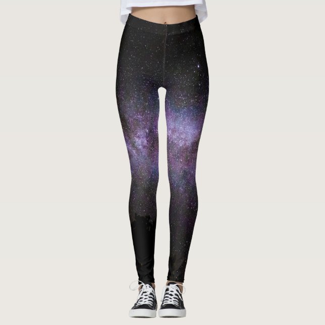 Mjölkaktig väg med träd silhouette leggings (Framsida)