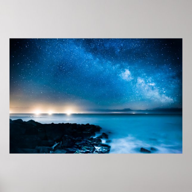 Mjölkaktig Way Galaxy över fiskefartyg Poster (Framsidan)