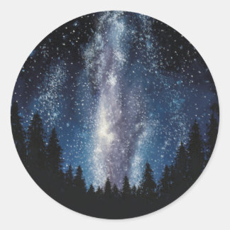 Mjölkaktigt Way Galaxy Painting Sticker Runt Klistermärke