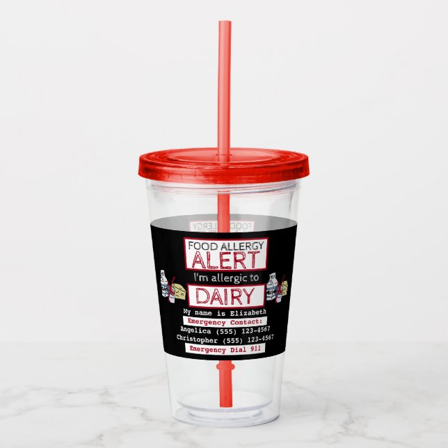 Mjölkallergi Varnings Etikett Take Away Mugg (Framsida)