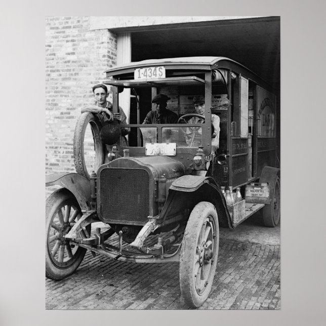 Mjölkbilen, 1921. Gammalt foto Poster (Framsidan)