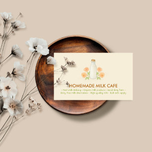 Mjölkflaska Vattenfärg Blommig gul Visitkort