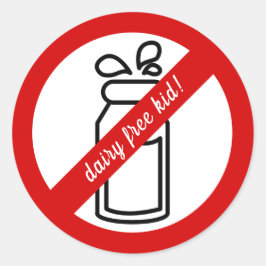 Mjölkfri unge! Alert om mjölkallergier hos barn Runt Klistermärke