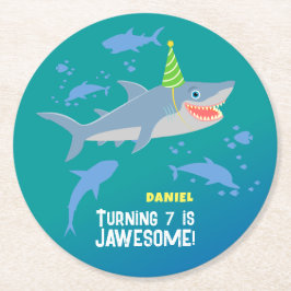 Mjölkhaj under havets Födelsedagsfest Underlägg Papper Rund
