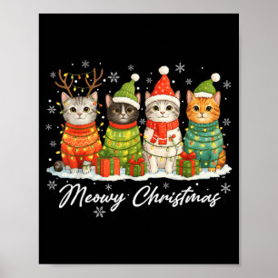 Mjölkigt julkatts julbelysning mysig säsong Xm Poster